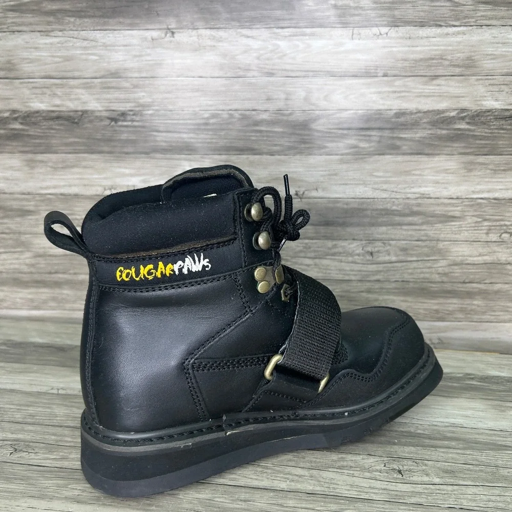 Cougar Paws Roofing Boots Black Leather Mens 6 Work Safety HS30305